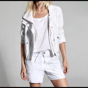 White Athleta Linen Motorcycle Jacket